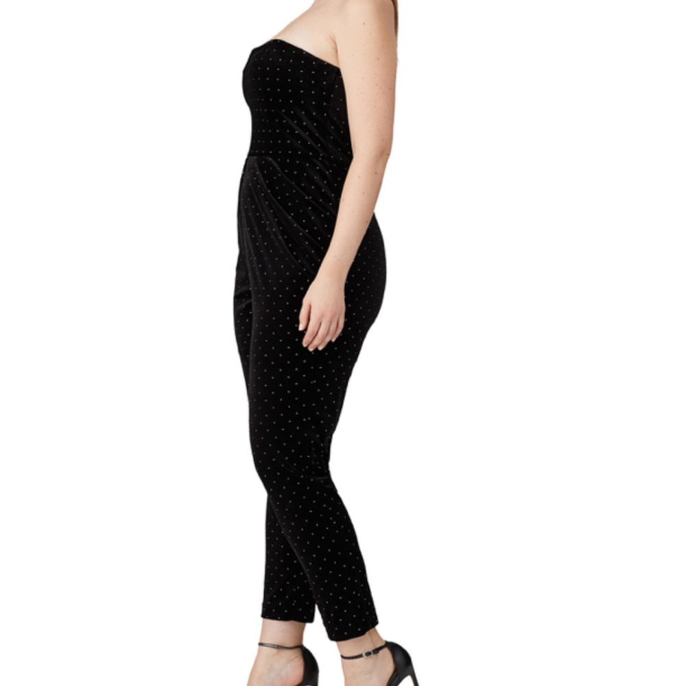 Anthropologie Black and Silver Strapless Jumpsuit - Picture 3 of 10